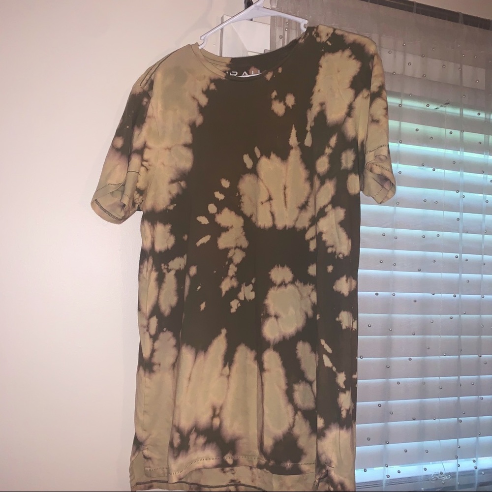 Oversized Bleach Dye Army Green T Shirt